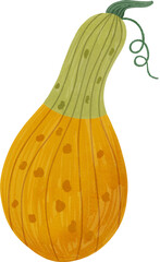 Green and orange watercolor pumpkin
