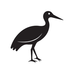 Stork Carrying Baby Bundle Minimal Logo in Elegant Silhouette