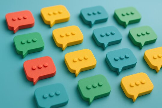 Vibrant Communication Icons: Array of Colorful Speech Bubbles for Messaging and Social Interaction Concepts
