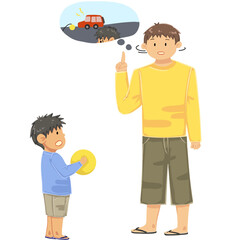 Handdrawn Parent Talking With Child Illustration