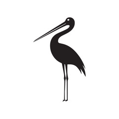 Black and White Stork Design with Decorative Linear Texture