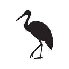 Linear Pattern Stork Logo with Clean Minimal Monochrome Lines