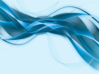 Abstract Thin Wavy Lines. Smoke Wave Background. Curve Pattern. Gradient Blend Swoosh. Futuristic technology concept, vibrant energy. Dynamic waves flow with neon light and bokeh.  - 1