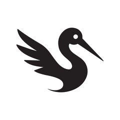 Modern Graphic Stork Symbol with Circular Accent Simplicity