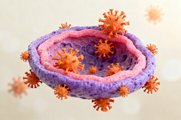 Virus cells inside a cell