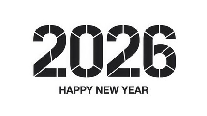 Angular 2026 digits in bold black on stark white layout with minimalist New Year text