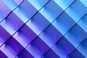 Abstract geometric pattern with blue and purple cubes