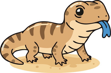 Cute Blue Tongued Skink - Endemic Wildlife of Australia | Flat Vector Illustration