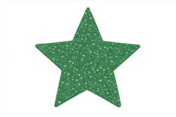 Green glitter star on transparent background