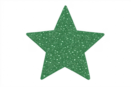 Green glitter star on transparent background
