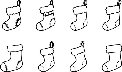 set of christmas socks vector outline