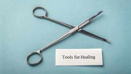 Medical Instruments for Healing, Surgical Tools, Scissors and Cards for Healthcare, Clinical Use, Professional Context