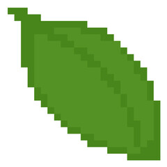 Pixel Art Green Leaf Nature Icon Illustration
