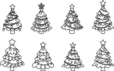 set of Christmas tree vector illustration	