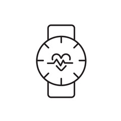 A vector icon of a smartwatch that monitors stress levels, created in line style with editable stroke