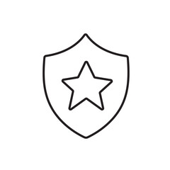 A vector icon of a badge symbolizing gamified wellness achievements or rewards, created in line style with editable stroke
