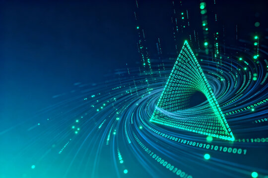 Digital triangle with binary code - Powered by Adobe