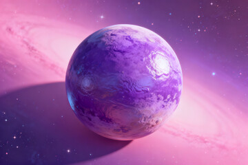 Purple planet in space