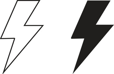 Simple bolt lightning icon and symbol for energy power electricity and speed concepts