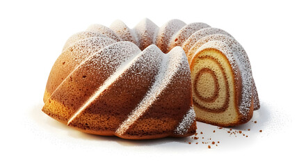 Indulge in this freshly baked bundt cake sprinkled with sweet powdered sugar, perfect for holiday baking or a delightful dessert presentation