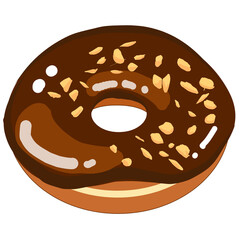  Donut peanut chocolate glaze vector illustration