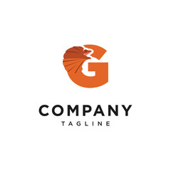 Letter G Frilled-neck lizard Logo Icon Vector
