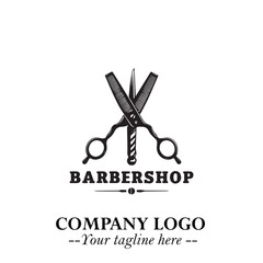 Black and White Barbershop Logo in Classic Vintage Vector Design for Modern Grooming and Style