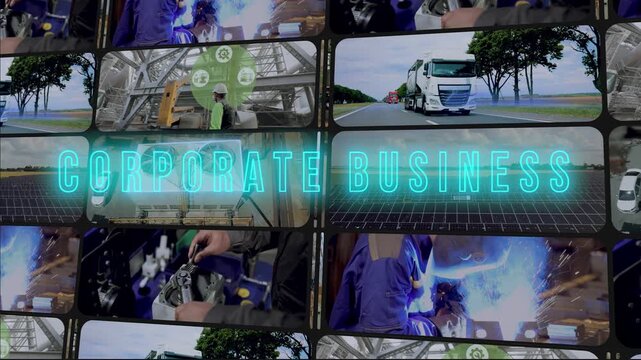 Corporate business. Factories And Industry concept. Plants and industry concept. Transport logistic. Cargo transportation. Freight move. Management . Multiscreen, background, intro. 