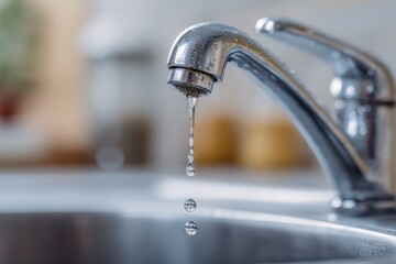 Leaking Faucet with Dripping Water: Water Conservation, Plumbing Issues, and Home Maintenance Concepts