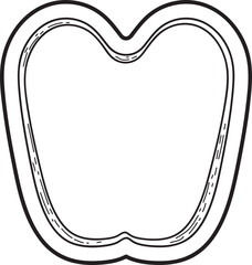 Simple Line Art Bell Pepper Slice Outline for Food and Cooking