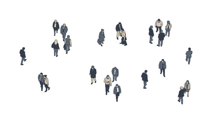 Architectural Vector Illustration of People from Top View for Landscape and Urban Planning, white background © Mugi