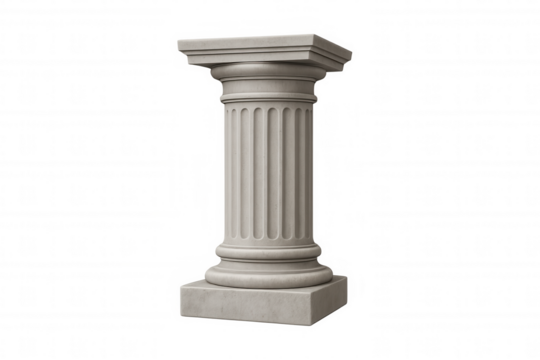 Classical doric order column pedestal, architectural pillar showcasing stability, strength, and historical design isolated