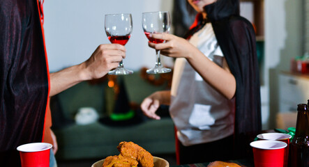 People having fun at Halloween party