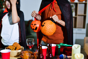 People having fun at Halloween party