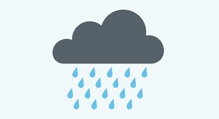 Simple Flat Style Dark Cloud with Raindrops Weather Illustration Graphic