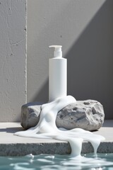 Outdoor Setting with Bottle Soap Oozing Rock Formation