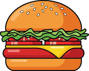 Juicy cheeseburger with fresh lettuce and tomato, perfect for menus