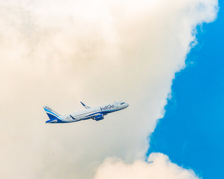 Kolkata , West Bengal,India - August 31 2025: An IndiGo Airbus A320neo of IndiGo Take off from Kolkata Airport.