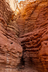 Canyon Gai Avud near Eilat, Travel through the desert of Israel. Tourism and travel in Israel