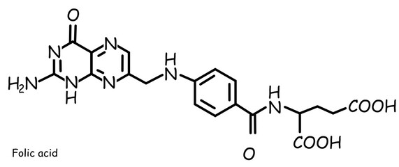 The Chemical structure of folic acid