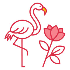 flamingo flower with bird on white background