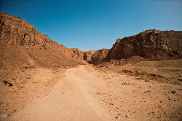 Naklejka premium View of dry desert valley. Eilat. Israel.