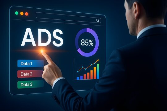 Online Advertising Analytics Panel with Charts and ADS Label
