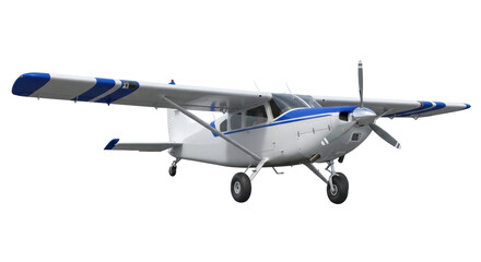 Isolated Small General Aviation Aircraft on Ground ready for Flight, Detailed Rendering
