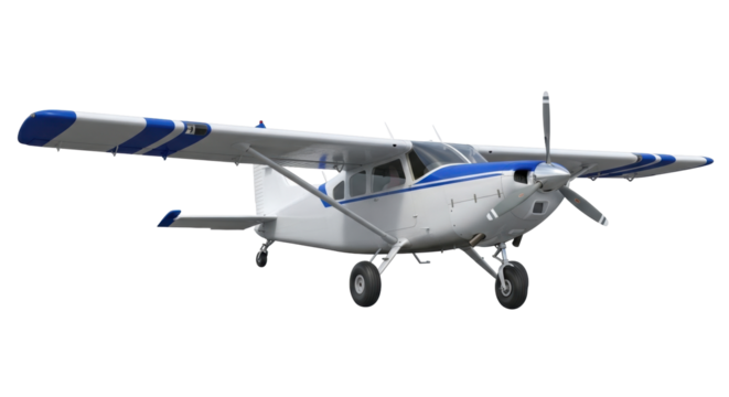 Isolated Small General Aviation Aircraft on Ground ready for Flight, Detailed Rendering