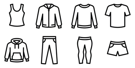 Get ready for anything with this stylish collection of athletic wear essentials including t-shirts, hoodies, shorts, and joggers perfect for workout or casual comfort