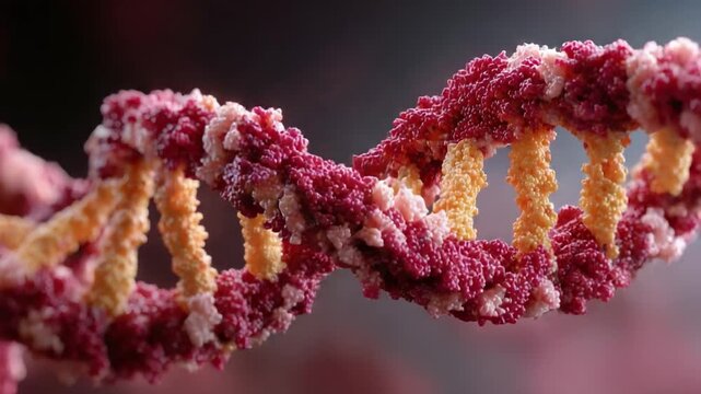 Intricate Molecular Structure of DNA: A Stunning Visual Representation of Genetic Material Highlighting Its Unique Double Helix Form and Colorful Composition