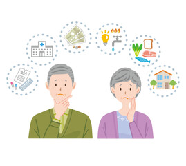 生活に困るシニア夫婦　お金　年金　足りない
