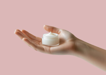 A beautiful smooth hand of young girl isolated grey background. A mockup for designers