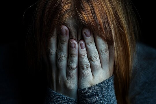 Melancholic Redhead Female Expressing Anxiety and Sadness While Contemplating Life s Challenges